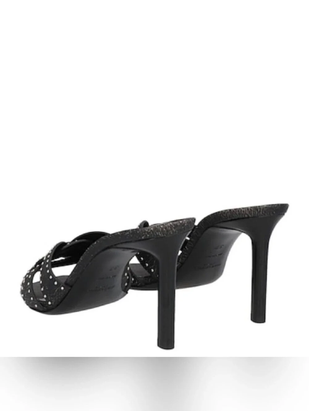 Saint Laurent Black Studded Leather Heeled Slide Sandals - Picture 5 of 11